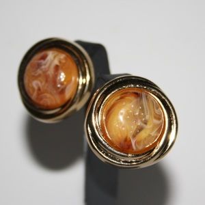 Chunky Vintage Gold and Orange Post Earrings